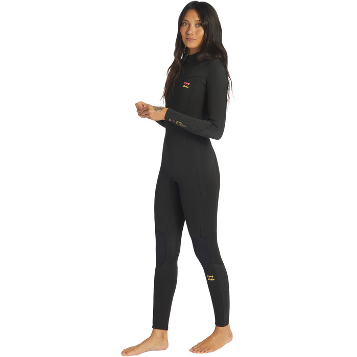 2024 Billabong Womens Synergy 3/2mm Flatlock Back Zip Wetsuit ABJW100140 - Wild Black